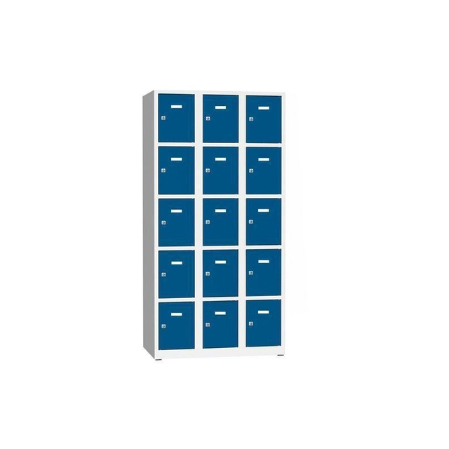 Philip welded wardrobe,15 boxes, cylinder lock, grey/blue 116560