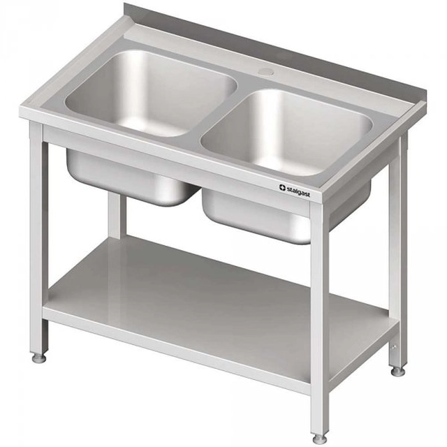 2-bowl sink table, with a shelf 1000x600x850 mm, welded STALGAST 614706 614706