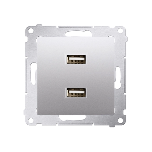 2 x USB charger (module), 2.1 A, 5V DC, 230V; silver mat
