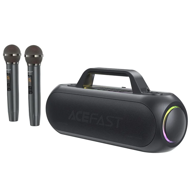 200W brezžični karaoke zvočnik z 2 USB-C mikrofoni, črn