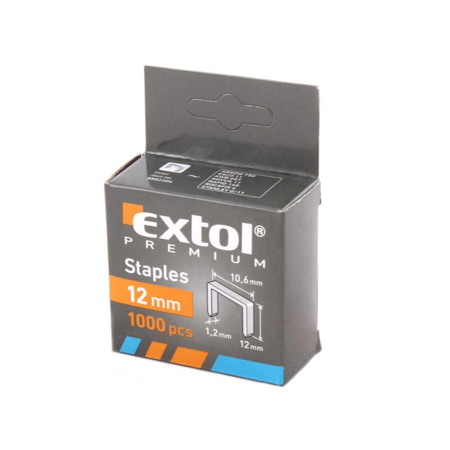 EXTOL PREMIUM clips 12mm, 10.6 * 0.52 * 1.2mm, 1000pcs