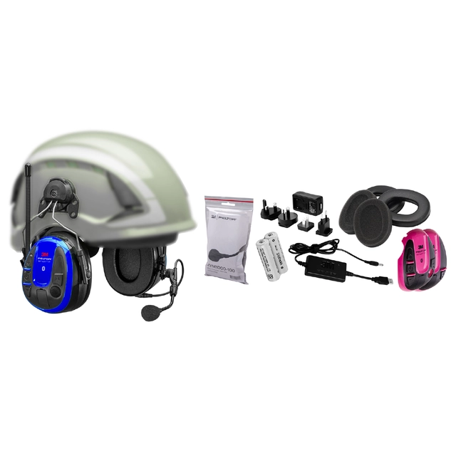 Wireless Phone Headset Peltor WS Alert XPI with mobile application – hard-hat mounted, incl. batteries and charger
