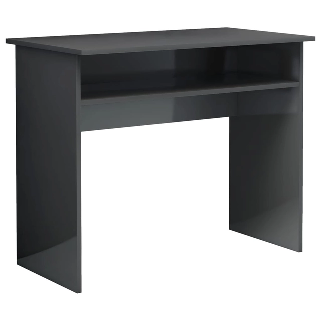 Desk, high gloss, gray, 90x50x74 cm, chipboard