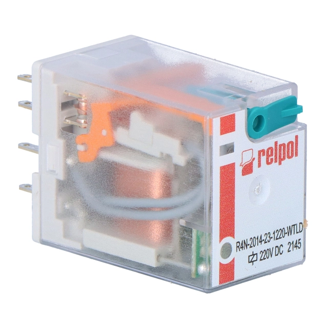 Industrial Relay R4N-2014-23-1220-WTLD contacts 4P, load max 6A/230VAC, coil 220VDC, WTLD