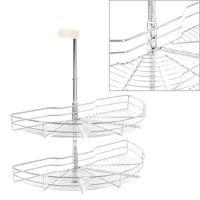 2-tier kitchen basket, silver, 180 degrees, 75x38x80 cm