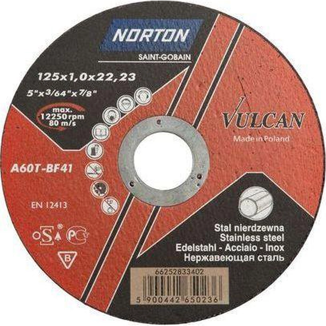 Norton disc flex 41 125x1,0x22,2 A 60 T Vulcan Inox (66252833402)