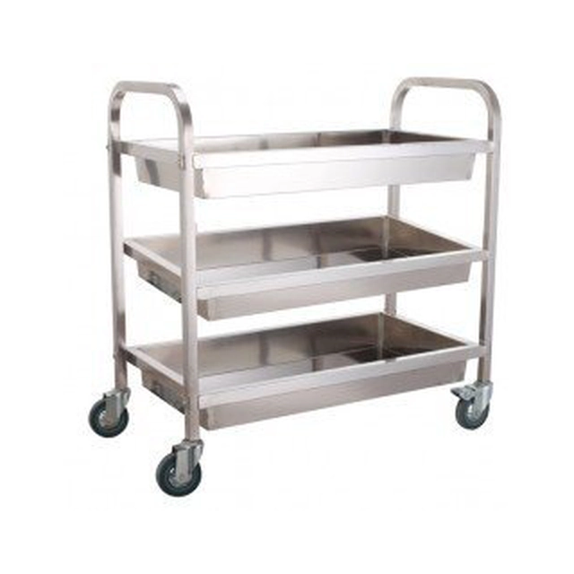 Stainless steel 3-shelves trolley (screwed) - deep INVEST HORECA WT-A00906 WT-A00906