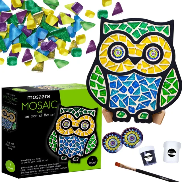 CREATIVE SET MOSAIC OWL COLORFUL ORNAMENT LITTLE ARTIST ROTER KAFER