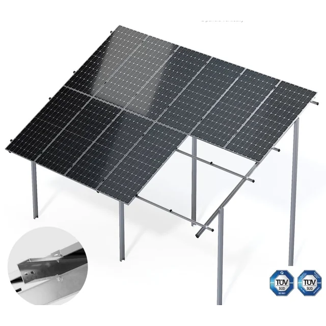 Complete photovoltaic ground structure (clamps, screws, keyways)