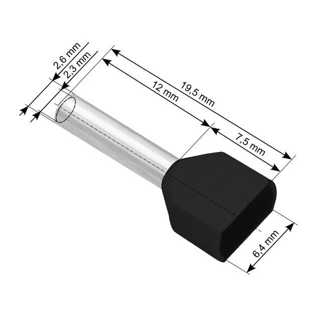 Insulated connector sleeve 2x1,5/12 100 Pcs