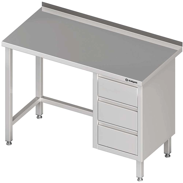 Wall table with three drawer block (P), without shelf 1200x600x850 mm