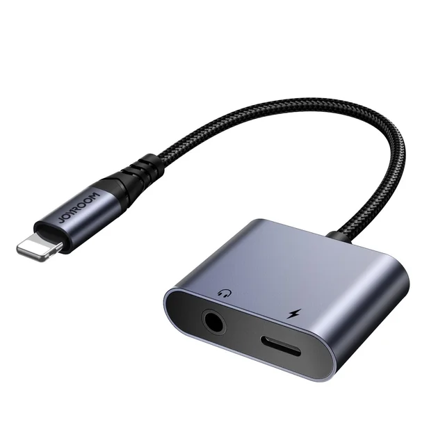 2w1 Adaptor adaptor pentru încărcător iPhone + căști Lightning / mini jack 3.5mm negru