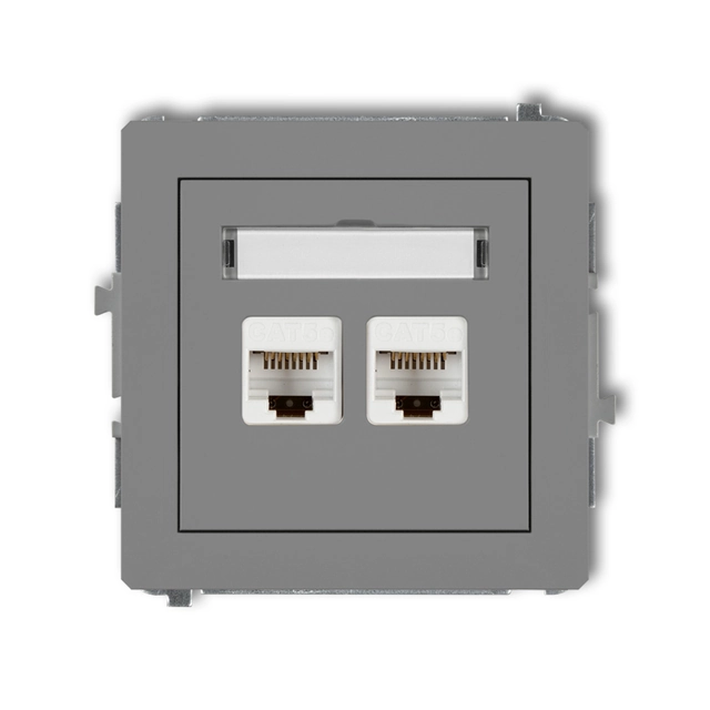 2xRJ45 double computer socket mechanism, cat.5e, 8-pin gray mat KARLIK DECO 27DGK-2