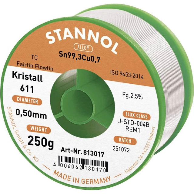 Lead-free solder tin Stannol Kristall 611 Fairtin 813017