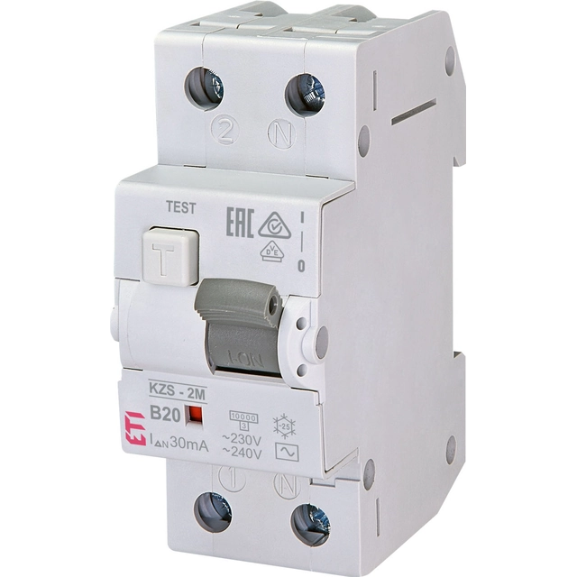 Residual current circuit breaker with overcurrent protection KZS-2M AC B20/0.03