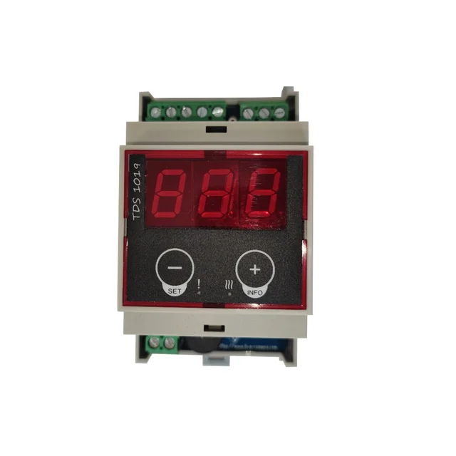 BVA temperature controller TDS1019C, 0…100°C, capacitive keys, DS digital sensor, ODO sensor, 1 relay output, 230 V a.c.