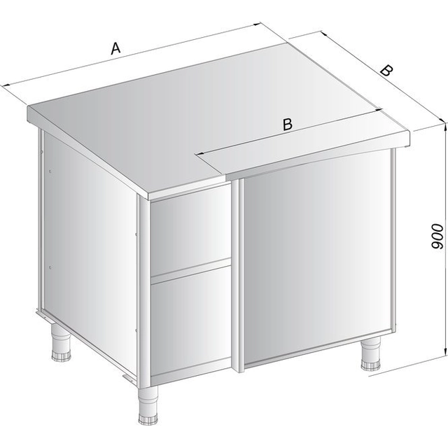Corner cabinet stand 90 ° outside 1500x705x900 ERIK DM-94537-E DORA METAL DM-94537-E DM-94537-E 1500x705x900