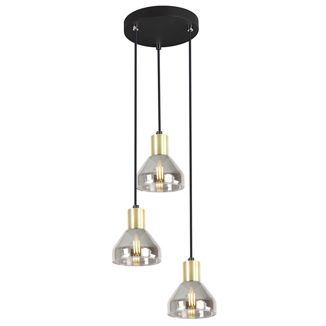 Hanging lamp black / gold glass shade E14 3x40W Gregory Candellux 33-78995