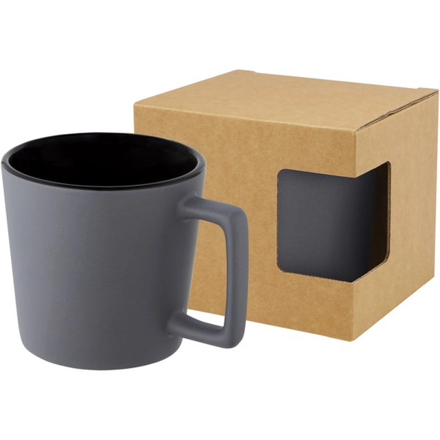 370 ml ceramic mug with Cali matte finish - Black / Matt gray