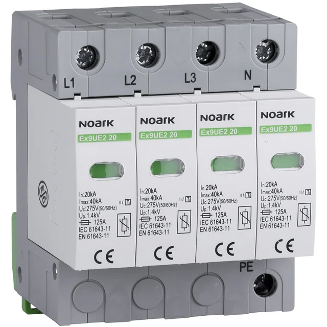 Noark 103357 AC Surge Arrester Ex9UE2 1.4KV 4P 3F 20/40KA T2 Class C