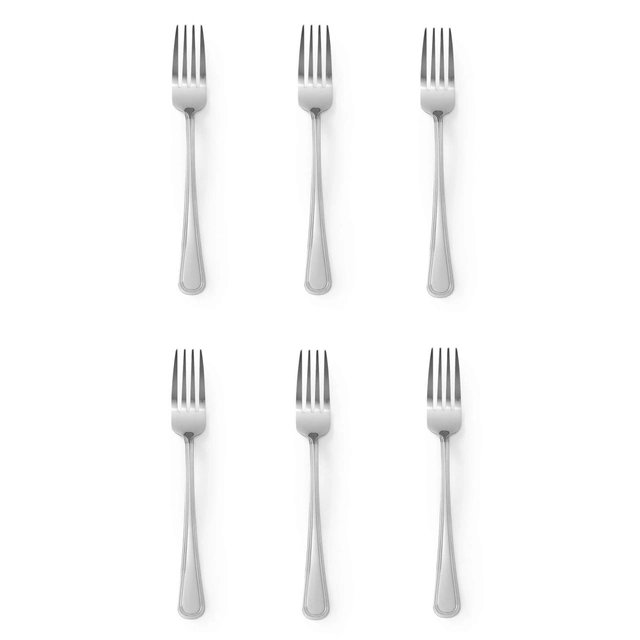 Set of 6 stainless steel forks, (L) 197 mm, mirror finish, Hendi Kitchen Line