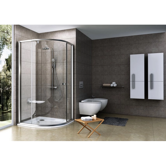 Ravak Pivot semicircular shower cabin, PSKK3-100, satin+transparent glass