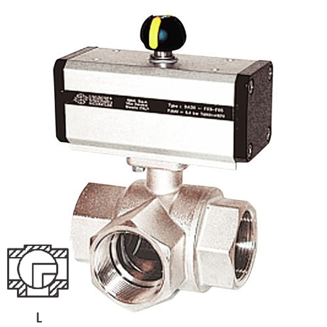 OMAL Automation Three-way ball valve V153L with double-acting pneumatic actuator DA - 1 1/4 & quot;