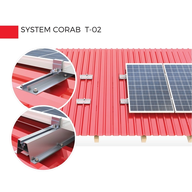 Bracket set for solar power module CORAB for pitched roof, corrugated/trapezoidal sheet T-024