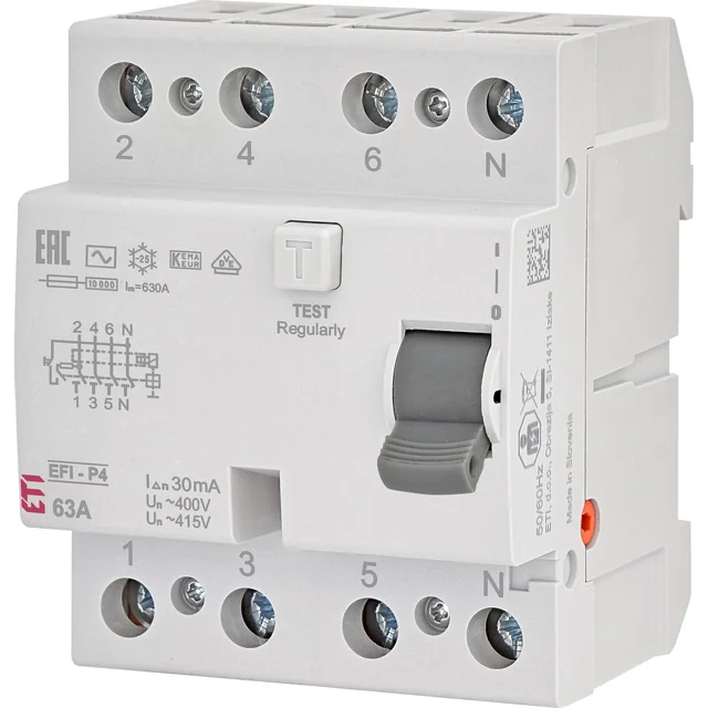 ETI 002061613 Residual current circuit breaker EFI-P4 AC 63 / 0.03