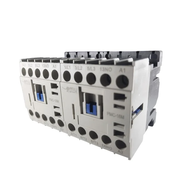 Reversible mini contactor 12A coil supply to 230V AC 3 poles + 2 contacts normally open NO