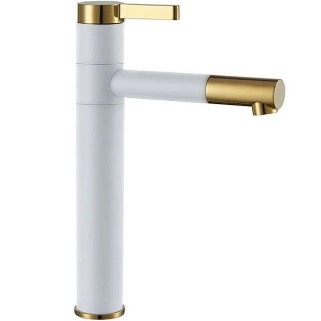 REA SMART tall basin mixer in white gold