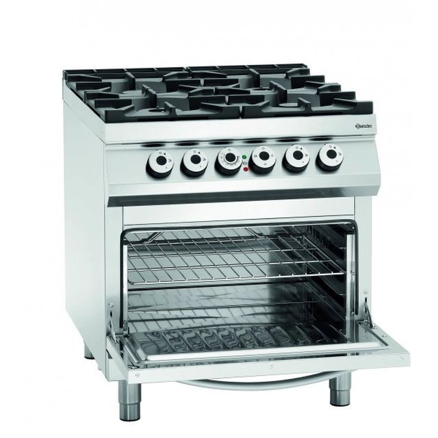 4-burner gas cooker, electric oven 2/1 GN