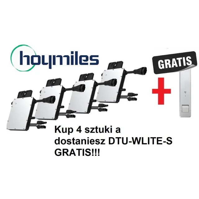 4 X HOYMILES Micro-omvormer HMS-350 1F (1*470W) + DTU-WLite-S (gratis)