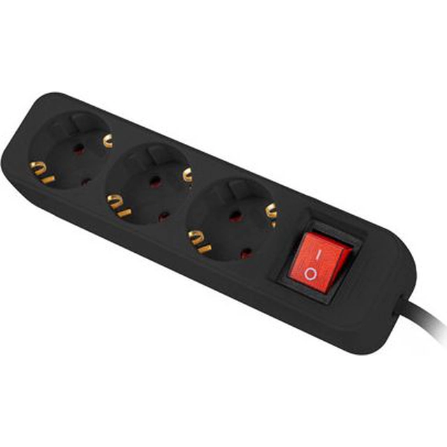 Lanberg power strip PS1-05F 3 sockets 1.5 m black (PS1-03F-0150-BK)