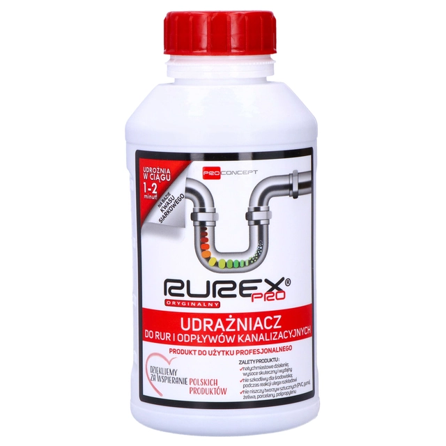 RUREX PRO 0,5L Unblocker for pipes and sewage drains