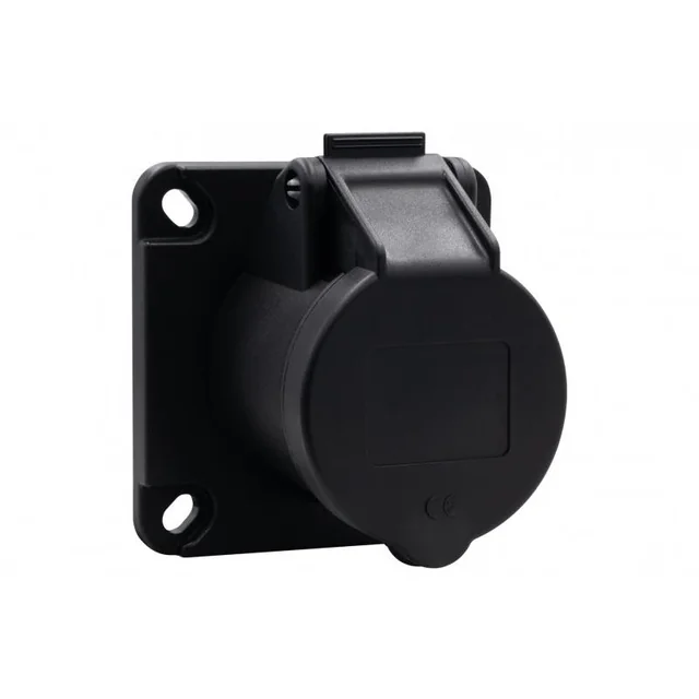 Industrial panel socket, straight 16A/3P 200V-250V /FE/ IP44 black F7.0151