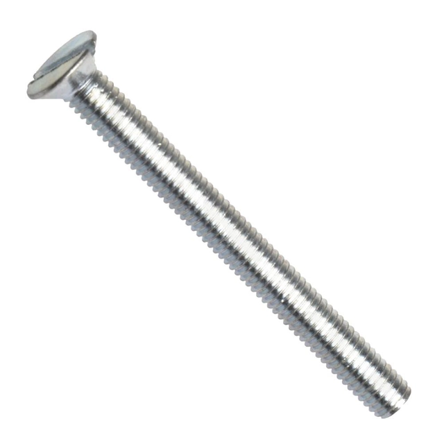 Din 963a, countersunk head screw with straight slot, steel 4.8, white zinc, m4x5 mm