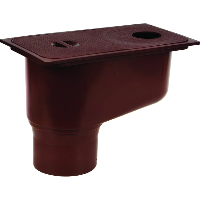 Gutter drainage well 75x100x110 vertical outflow, brown color RAL8017, gutter system &quot;Karolina&quot;