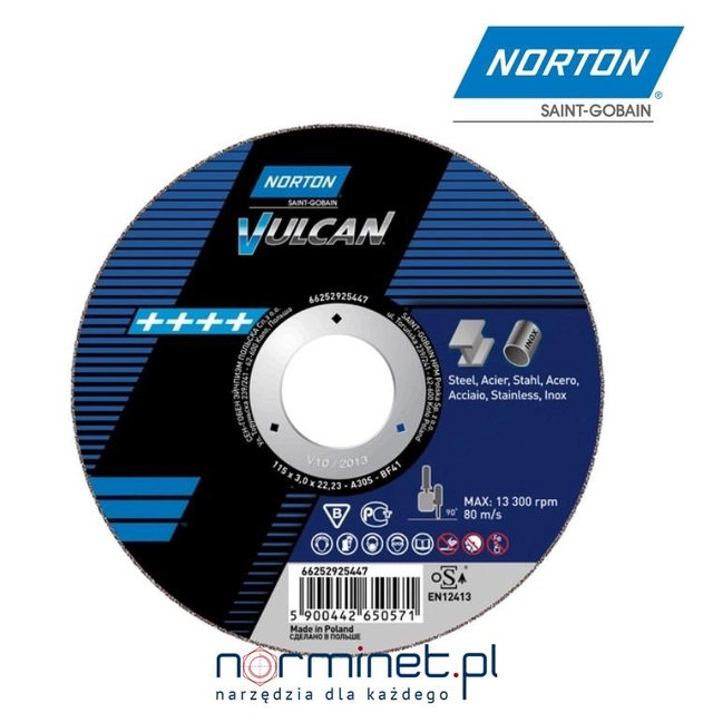 Disc for cutting steel 125 x 3 x 22 A30S BF41 VULCAN Metal - Inox