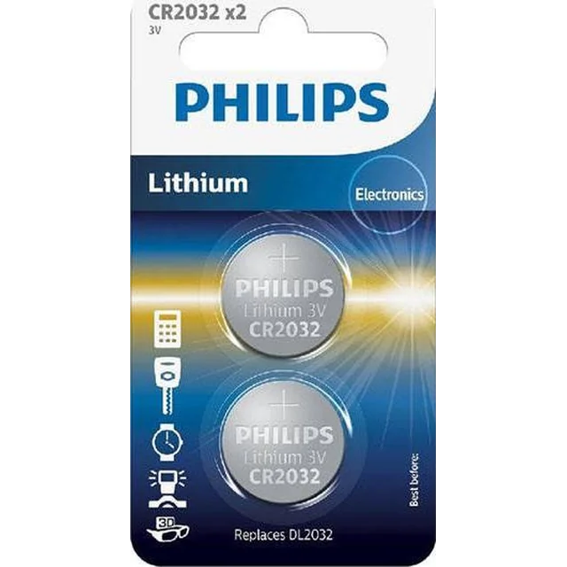 Philips philips battery CR2032 lithium 2 PCS LITHIUM