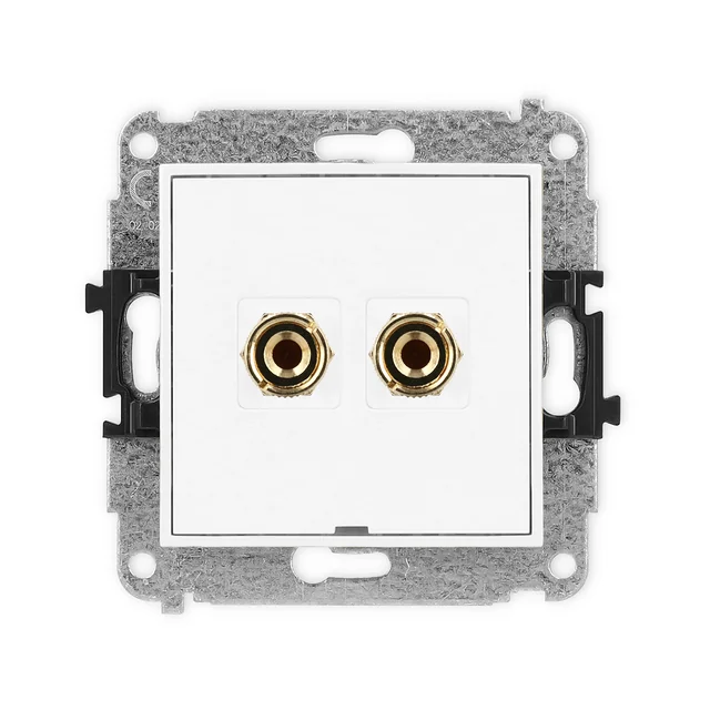 KARLIK Speaker socket with "banana" type connectors, without description field Color: Matt white