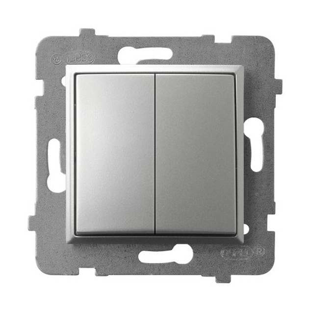 Installation switch Ospel ŁP-2U/m/18 ARIA Silver Push-in clamp Plastic IP20