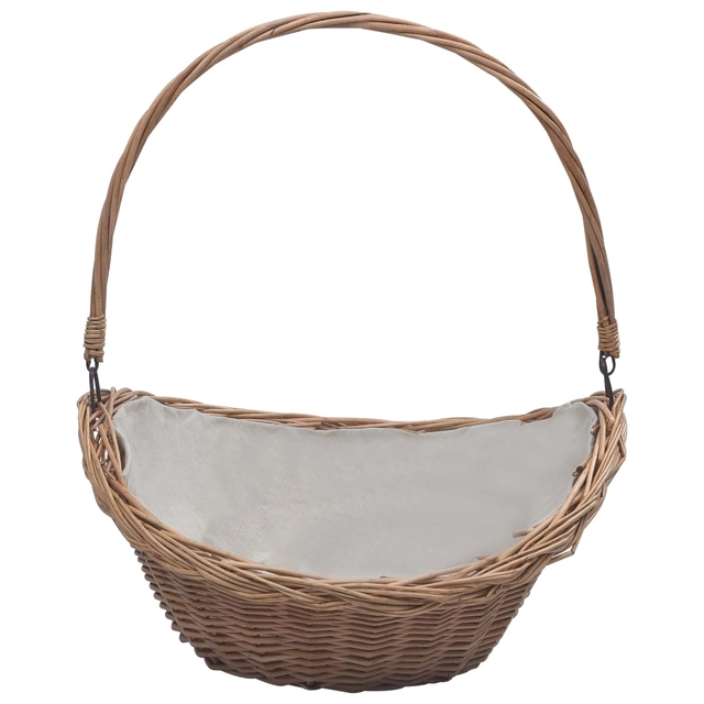 Wood basket with handle, 57 x 46.5 x 52 cm, brown, wicker