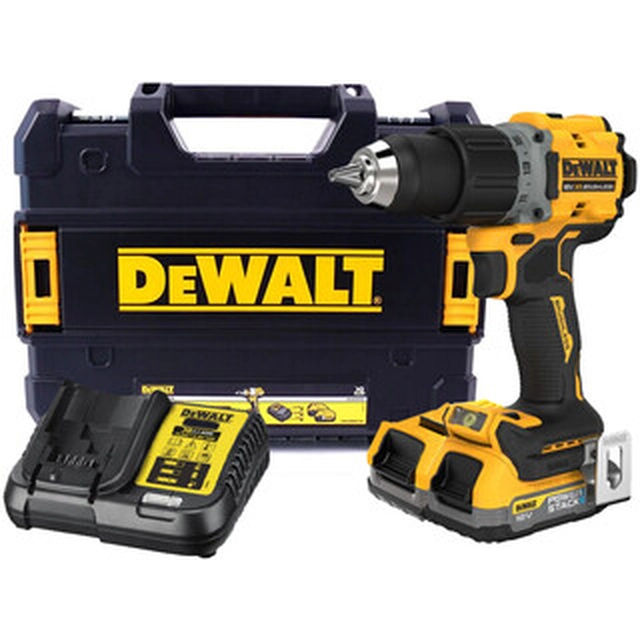 DeWalt DCD800E2T-QW cordless drill driver with chuck 18 V|34 Nm/90 Nm | Carbon Brushless |2 x 1,7 Ah battery + charger | TSTAK in a suitcase