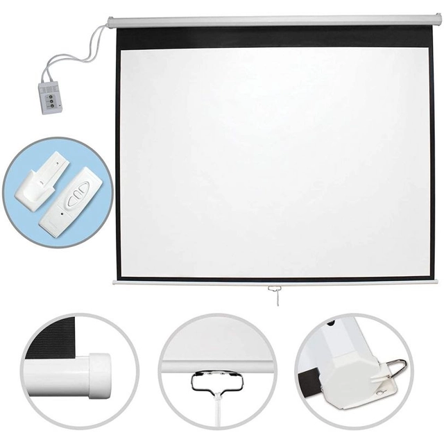 JAGO Projector screen with remote control, 178 x 178 cm