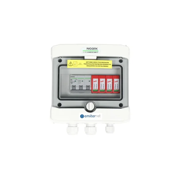 PV switchboard connectionAC hermetic IP65 EMITER with AC Dehn surge arrester type 2, 20A 3-F