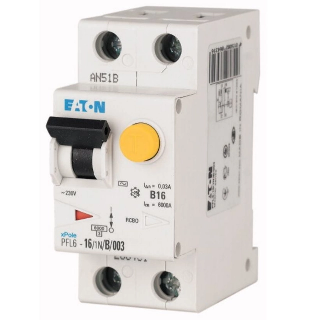 Combination circuit breaker 6kA PFL6-16/1N/B/3 AC type