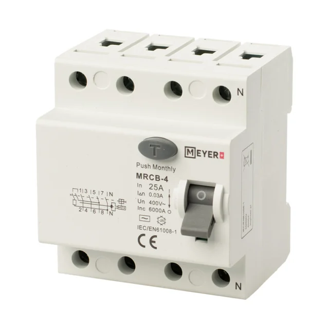 4P 25A/30mA AC MEYER+ disjuntor de corrente residual