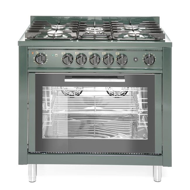 5-palnikowa cuisinière à gaz avec four électrique à convection et grill, vert