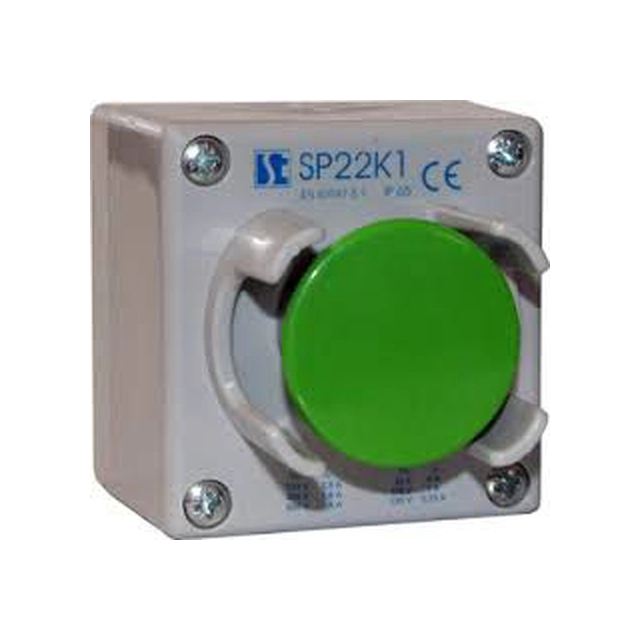 Spamel Control box 1-otworowa mushroom button with cover green 1Z (SP22K126-1)